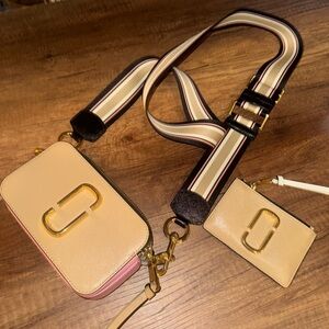 Marc Jacobs Snapshot Tan and Pink Crossbody Bag with Wallet